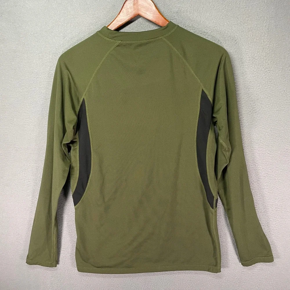 Compression Shirt Mens Medium Olive Green Long Sleeve Athletic Stretch - Picture 2 of 7